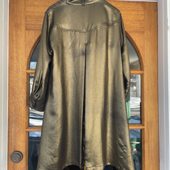 BCBGMAXAZRIA Emilee Metallic Gold Shirt Dress Size Small - Picture 8 of 12